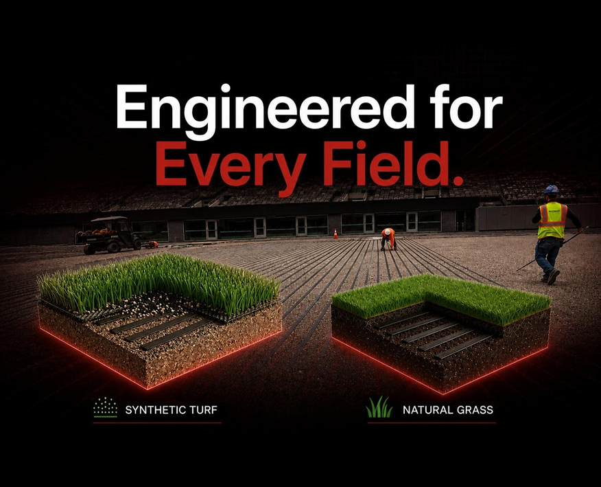All sports field heating systems are engineered for every field