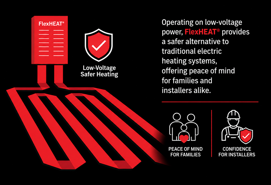 Safe low voltage floor heating system by TruHeat
